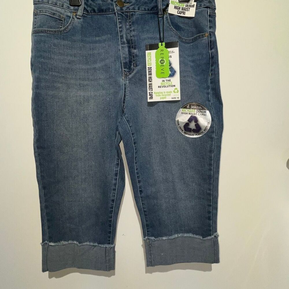 D. jeans Women's Blue Recycled‎ Denim High Waist Carpi Jeans Size 16 NWT